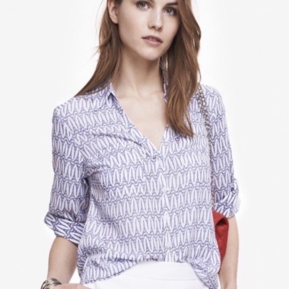 Express Tops - EXPRESS Portofino “Eiffel Tower” Print Button Down Shirt